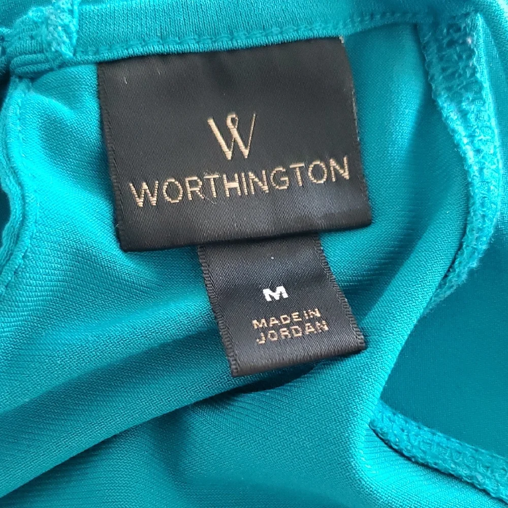 Worthington Teal Ruffle Blouse - Picture 2 of 3